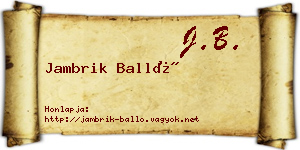 Jambrik Balló névjegykártya